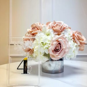 Clear Floral-Engraved Acrylic Table Number